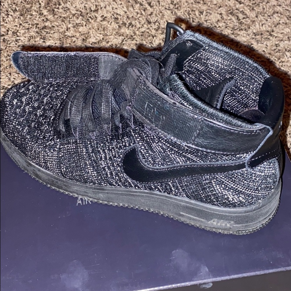 Black flyknit Air Force ones